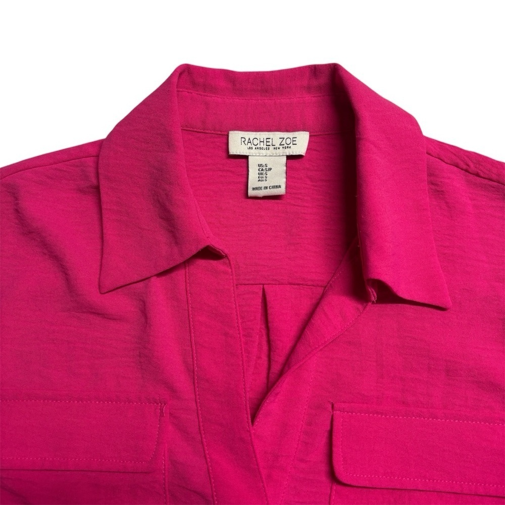 RACHEL ZOE Hot Pink Cropped Blouse Top | Small - Picture 3 of 8